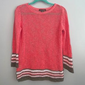 EUC Tommy Bahama Open Knit Crochet Net Sweater Linen Blend Size Small